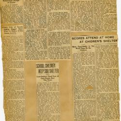 Scrapbook pp. 17-18 : articles about CAS shelters, finances, and unmarried parents