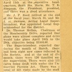 Scrapbook pp. 19-20 : articles about CAS superintendent, monthly meeting, drives/finances