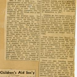 Scrapbook pp. 13-14 : articles about finding children homes, public events, and annual membership drive