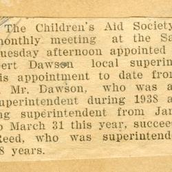 Scrapbook pp. 19-20 : articles about CAS superintendent, monthly meeting, drives/finances