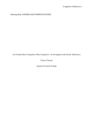 Are Females more competitive than cooperative : an investigation into gender differences