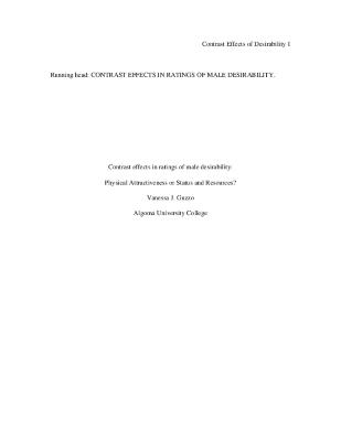 Contrast effects in ratings of male desirability: physical attractiveness or status and resources?