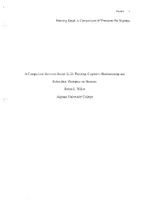 A comparison between social-skills training, cognitive restructuring and relaxation therapies on shyness