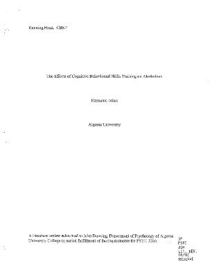 The effects of cognitive/behavioural skills training on alcoholism