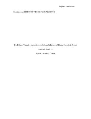The effect of negative impressions on helping behaviour of highly empathetic people