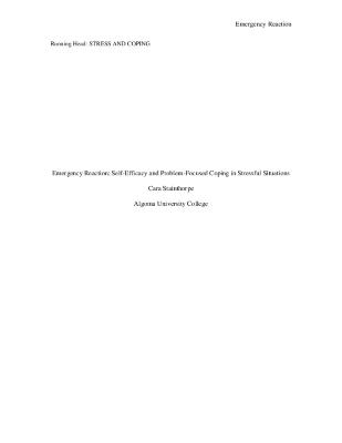 Emergency reaction : self-efficacy and problem-focused coping in stressful situations