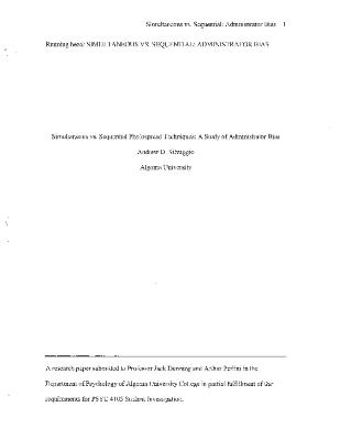 Simultaneous vs sequential photospread techniques: a study of administrator bias
