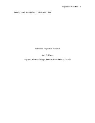 Retirement preparation variables