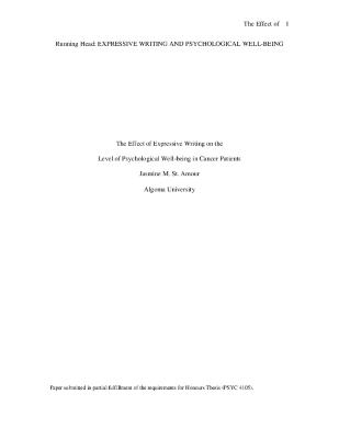 The effect of expressive writing on the level of psychological well-being in cancer patients