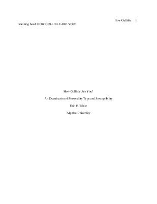 How gullible are you? : an examination of personality type and susceptibility