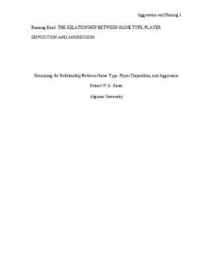 Examining the relationship between game type, player disposition, and aggression
