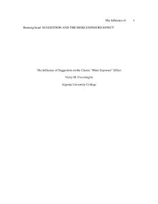 The influence of suggestion on the classic “Mere Exposure” effect