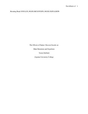 The effects of partner directed insults on mate retention and expulsion