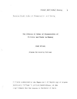 The effects of order of presentation of pictures and words on memory