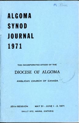 Algoma Synod Journal and Records, Twenty-Fifth Session