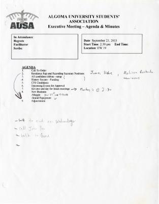 Executive meeting agenda and minutes