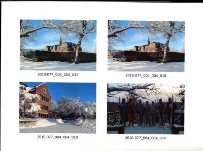 Miscellaneous photographs including : cafeteria, grounds in winter and skiing