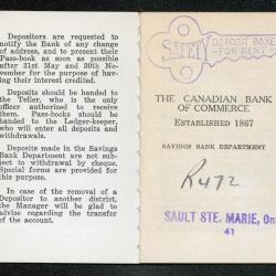 Photographs of a northern highway/Blind River, receipts for monthly allowance, and
      banking book
